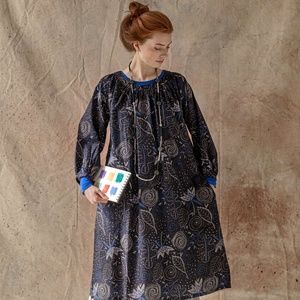 Gudrun Sjoden Krita Dress L Black & Blue Print